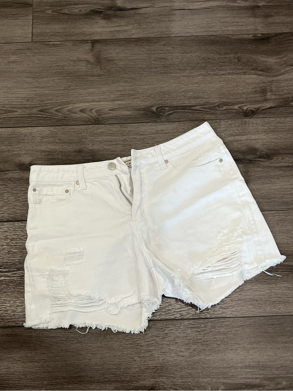 AMERICAN BAZI White Ragged Jean Shorts LARGE